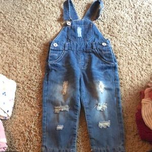 Toddler distressed Blue Jean overalls